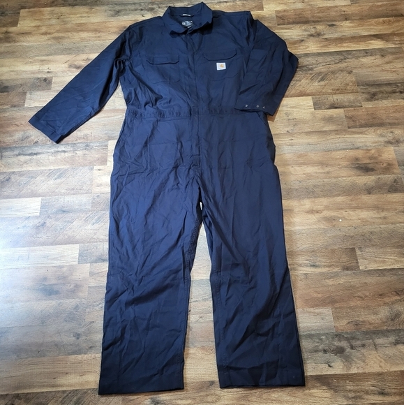 Carharrt Men's Navy Rugged Flex Canvas Coveralls Size 2XL - Picture 4 of 10